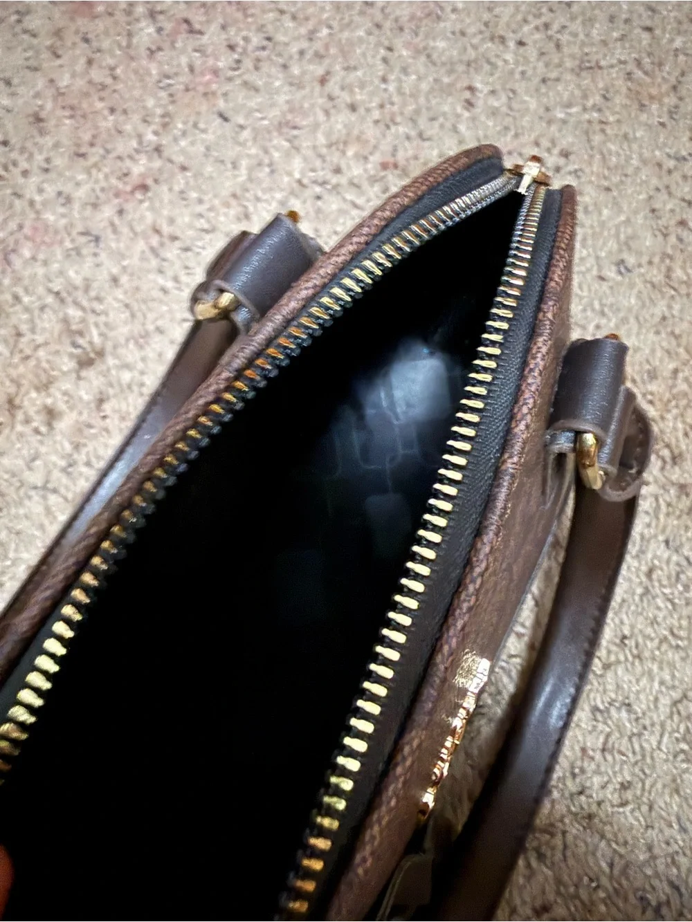 Coach Brown Signature Canvas Dome Satchel with Dark Leather Trim